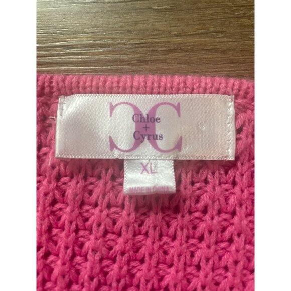 Womens Pink V-Neck Waffle Knit Sweater XL Acrylic Comfort Stretch Warm - Picture 3 of 6